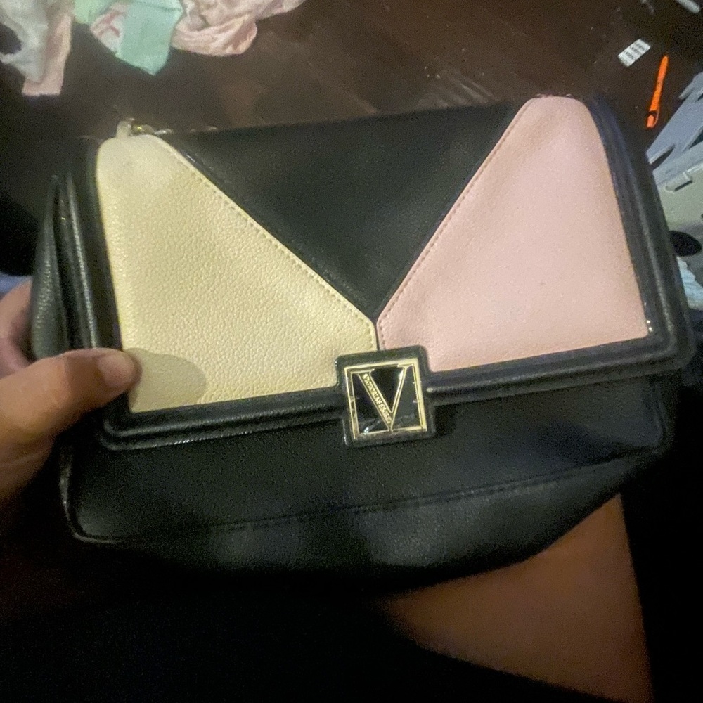 V-Logo Black, Cream, and Pink Women's Bag